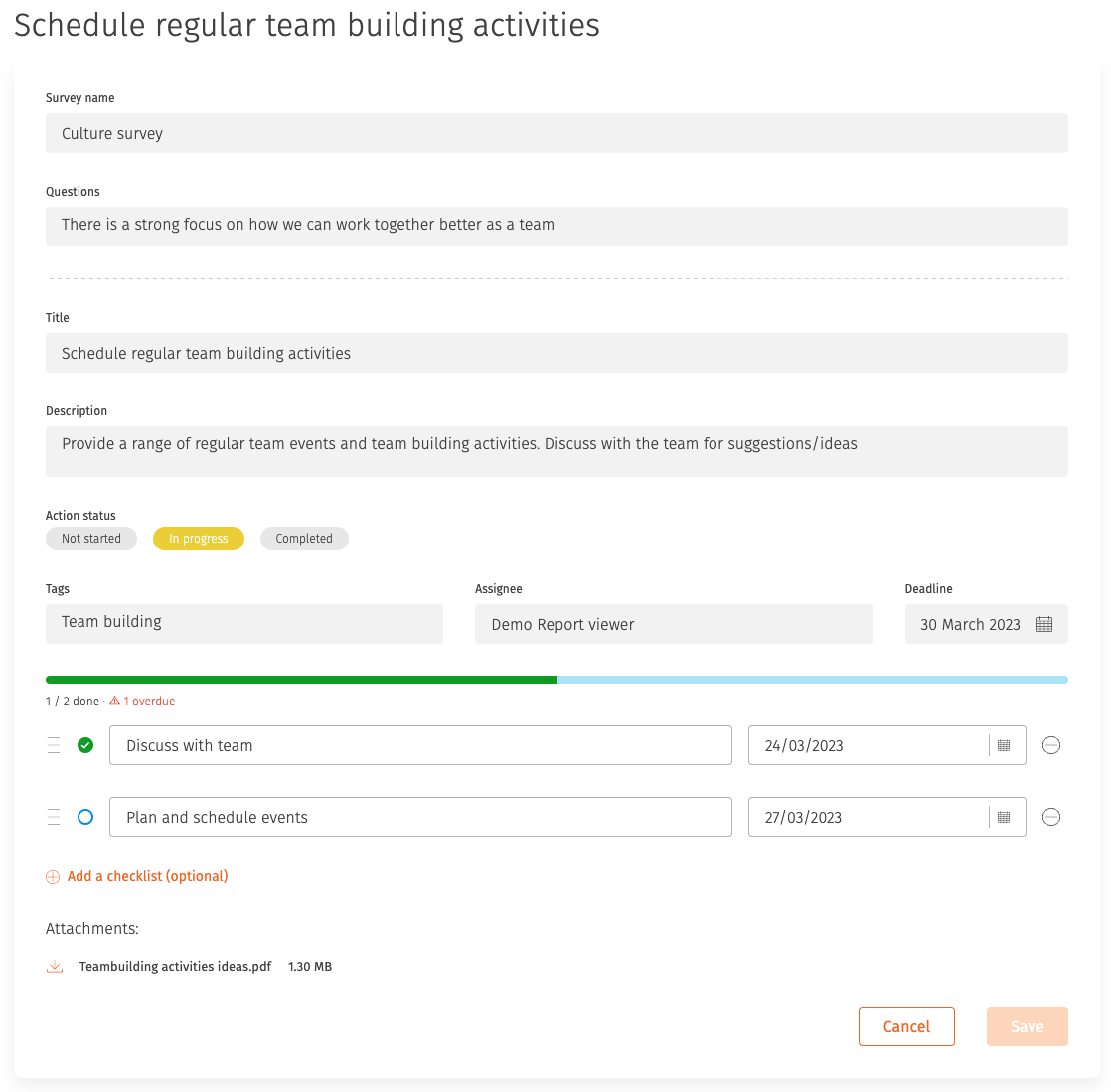 Action checklists